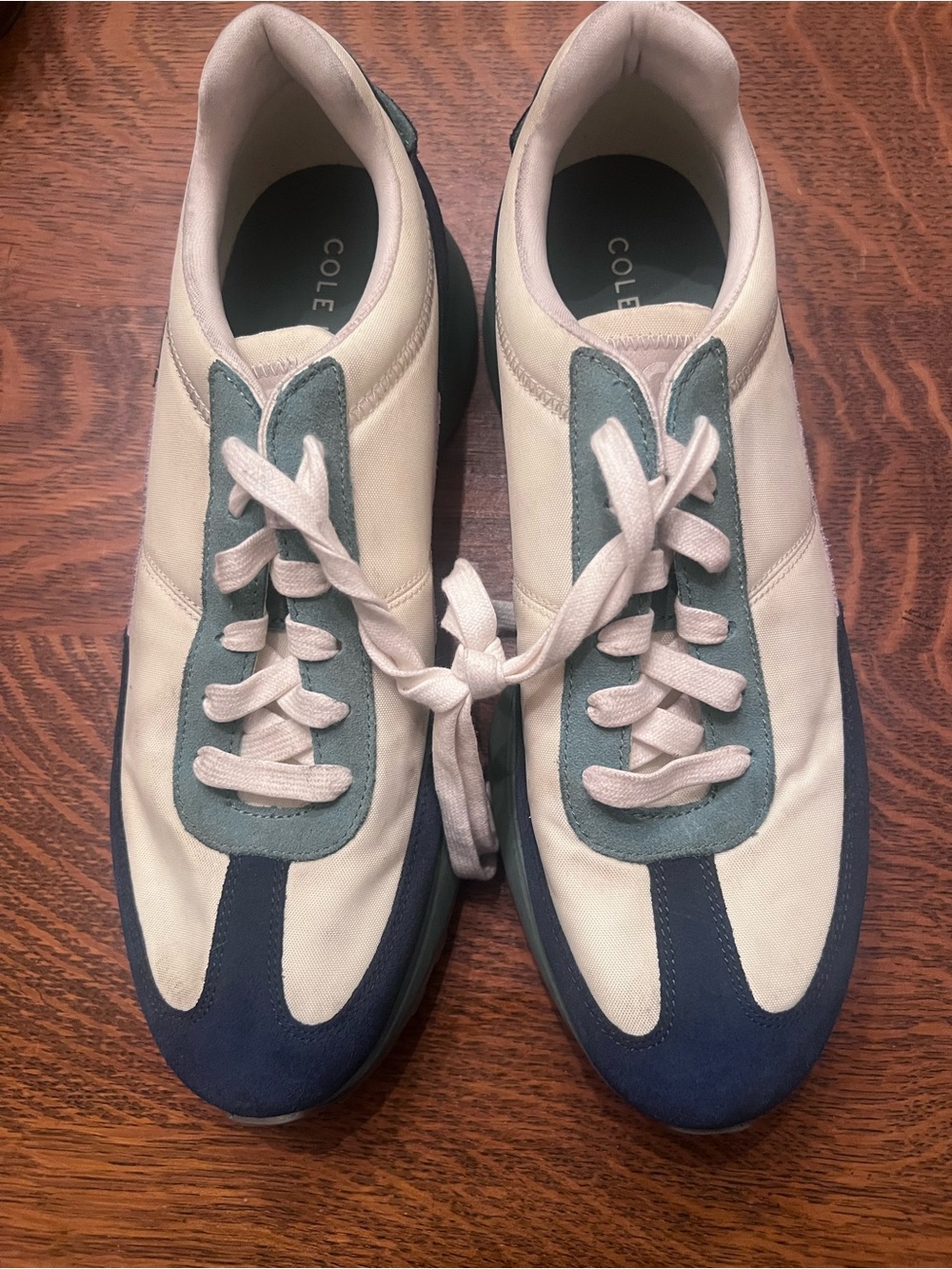 Cole Haan White no Line blue sweet Suede-Trim Sneakers size 12